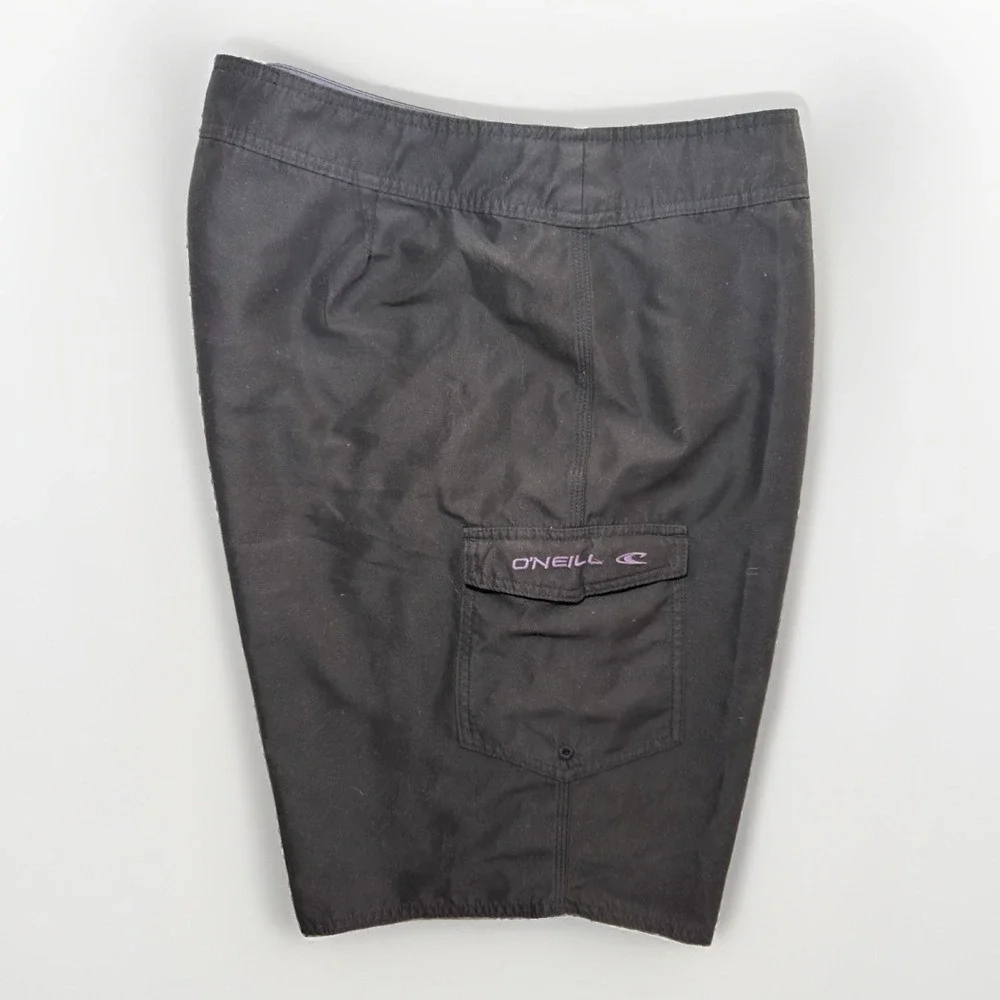 O'Neill Men's Board Shorts Size 38 Black Surf Swim Beach Drawstring Cargo Pocket